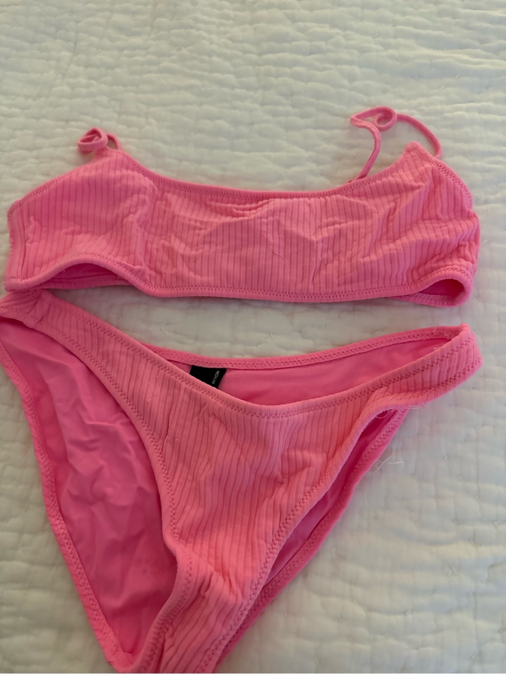 triangl swimwear Pink Ribbed Bikini Set